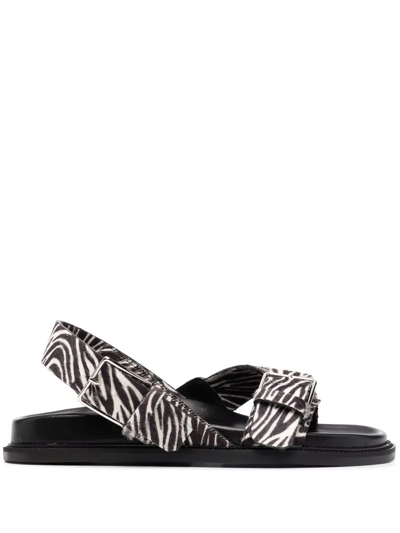 Shop Scarosso Hailey Zebra-print Sandals In Black