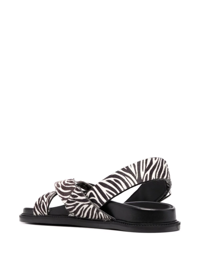 Shop Scarosso Hailey Zebra-print Sandals In Black