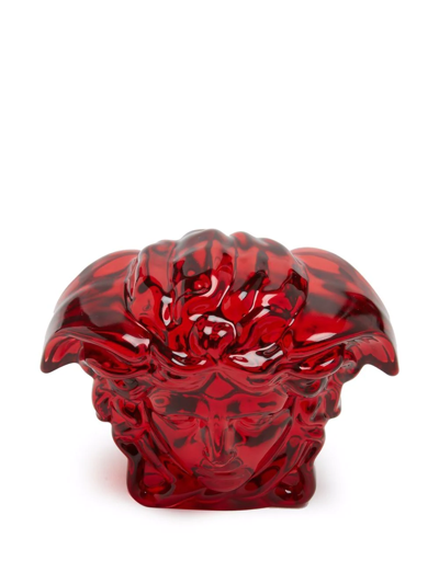 Shop Versace Medusa Lumiere Crystal Paperweight In Red