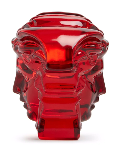 Shop Versace Medusa Lumiere Crystal Paperweight In Red