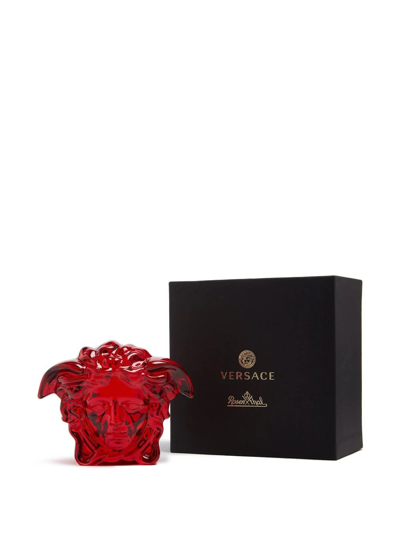 Shop Versace Medusa Lumiere Crystal Paperweight In Red