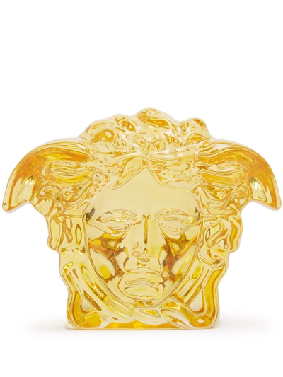 Versace Amber Medusa Paperweight In Yellow