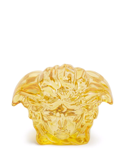 Versace Amber Medusa Paperweight In Yellow