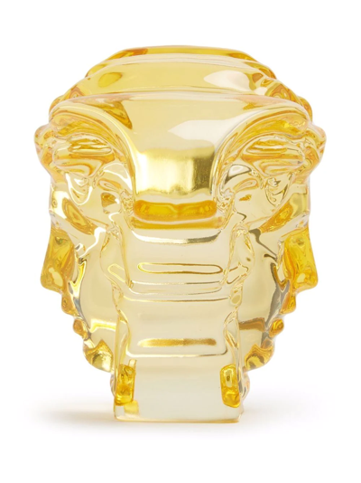Shop Versace Medusa Lumiere Crystal Paperweight In Yellow