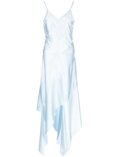 Shop Materiel Asymmetric Draped Maxi Dress In Blue
