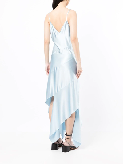 Shop Materiel Asymmetric Draped Maxi Dress In Blue