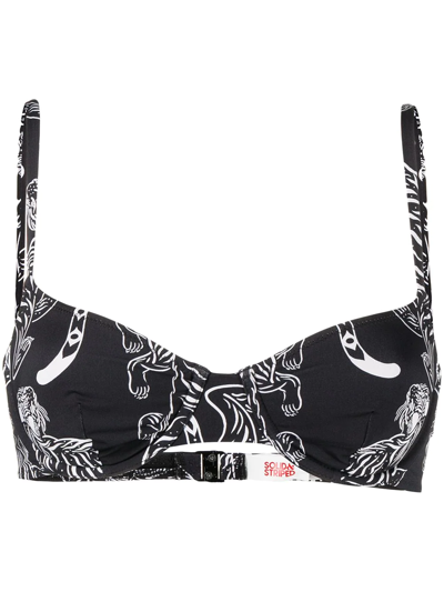 Shop Solid & Striped The Eva Tiger-print Bikini In Black