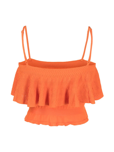 Solid & Striped The Kaia Zig-zag Bikini Top In Orange