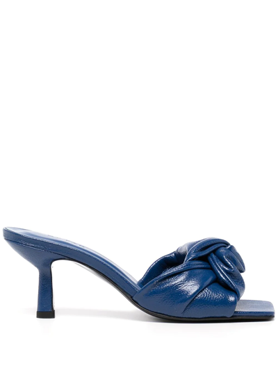 Shop By Far Lana Patent Leather Mules In Blue