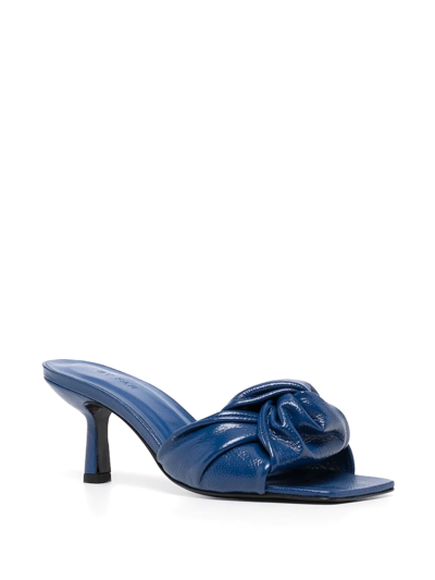 By Far Lana Glossy Twist Kitten-heel Mules In Blue