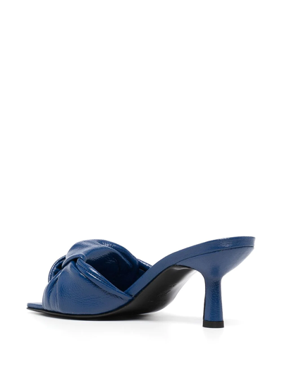 Shop By Far Lana Patent Leather Mules In Blue
