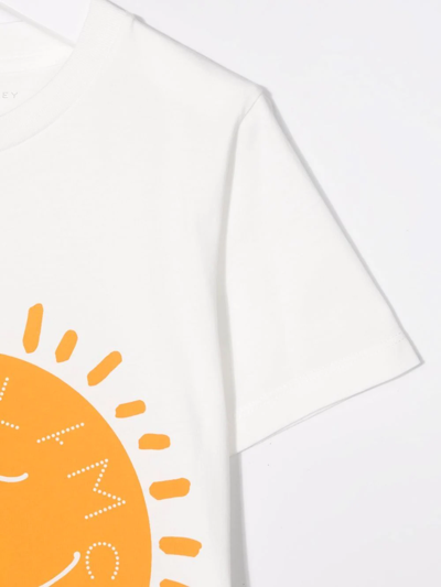 Stella Mccartney White Cotton T-shirt With Sun Print In White