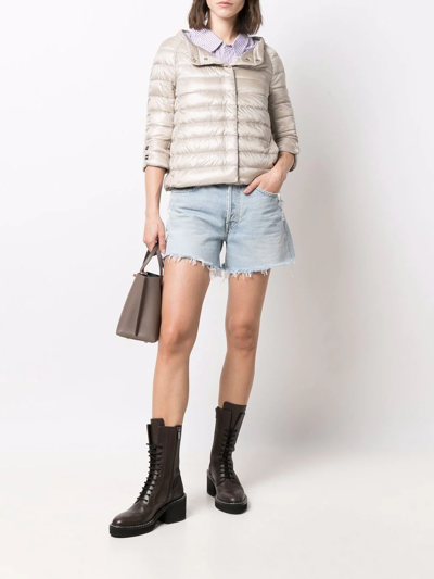 Herno Short Padded Jacket In Neutrals