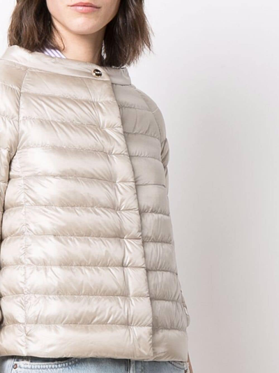 Shop Herno Three-quarter-length Sleeve Puffer Jacket In Neutrals