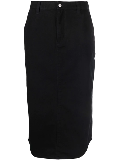 Shop Wardrobe.nyc Logo-patch Organic-cotton Straight Skirt In Black