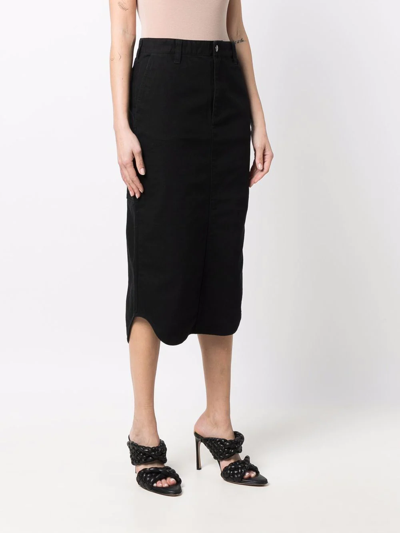 Shop Wardrobe.nyc Logo-patch Organic-cotton Straight Skirt In Black