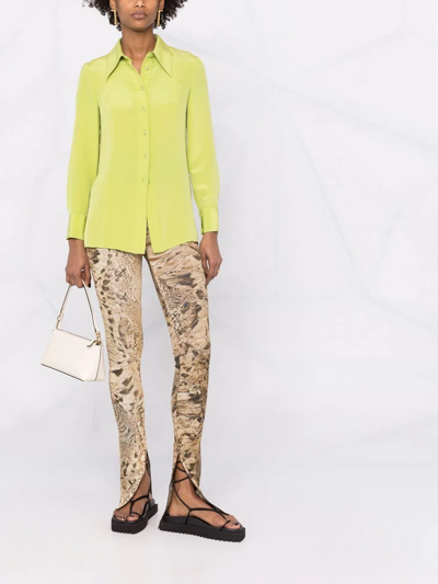 Blumarine Python-effect Flared Trousers In Brown