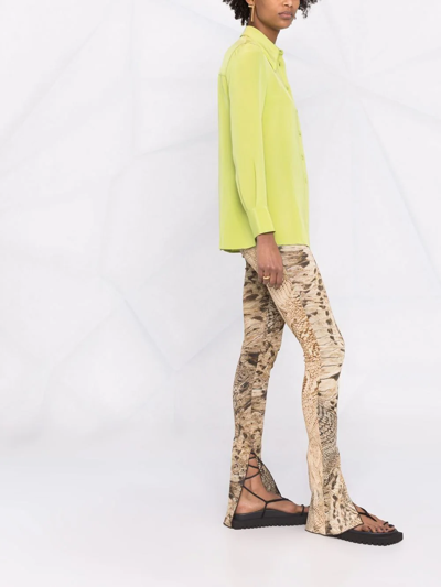 Blumarine Python-effect Flared Trousers In Brown