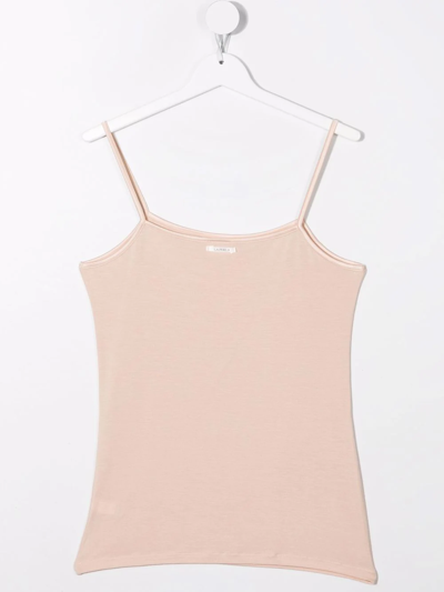 Shop La Perla Teen Satin-trimmed Top In Neutrals