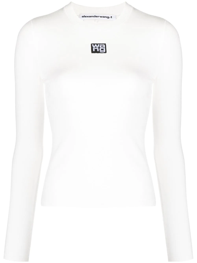 Alexander Wang Logo-print Long-sleeve T-shirt In White | ModeSens