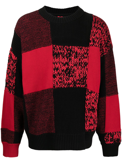 Sacai Red & Black Buffalo Check Sweatshirt In Red