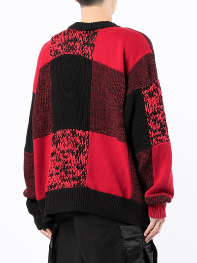 Sacai Red & Black Buffalo Check Sweatshirt In Red