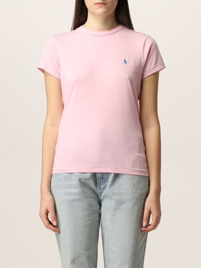 Shop Polo Ralph Lauren Cotton T-shirt With Logo In Pink