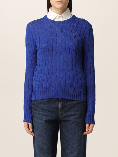 Shop Polo Ralph Lauren Cable Sweater In Blue