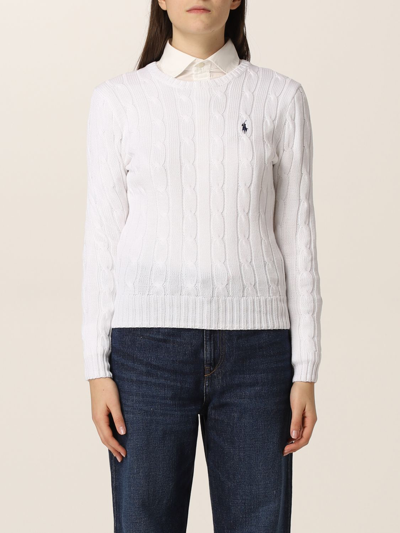 Shop Polo Ralph Lauren Cable Sweater In White