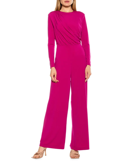 Shop Alexia Admor Women's Ruched Wide-leg Jumpsuit In Magenta