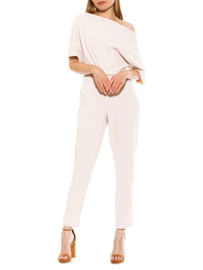 Shop Alexia Admor Women's Draped One-shoulder Jumpsuit In Ivory