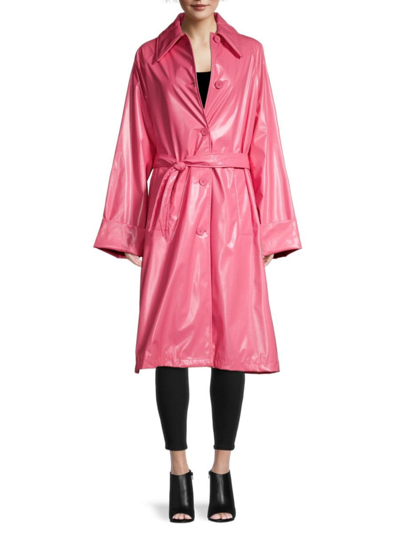 Shop Mm6 Maison Margiela Women's Faux Leather Trench Coat In Barbie Pink