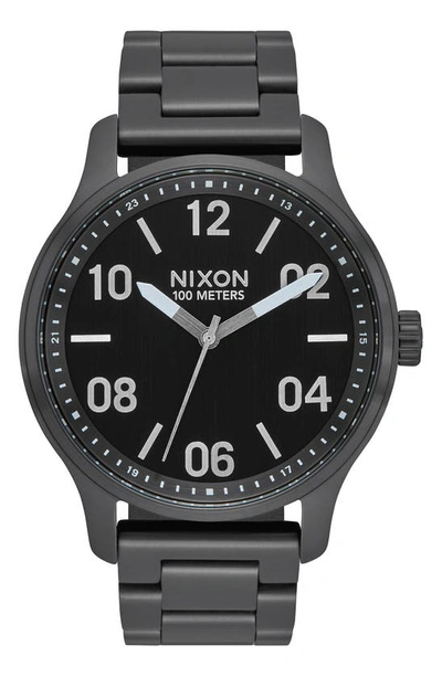 Shop Nixon Patrol Bracelet Watch, 44mm In Black/silver
