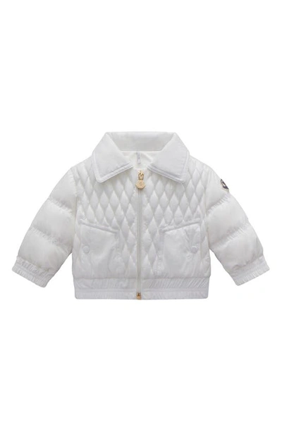 Shop Moncler Odit Quilted Down Bomber Jacket In White
