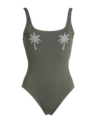 Shop Mimì À La Mer Ginevra Patch Woman One-piece Swimsuit Military Green Size 2 Polyamide, Elastane