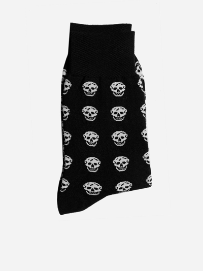 Shop Alexander Mcqueen Skull Motif Cotton-blend Socks