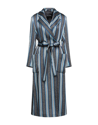Shop Emporio Armani Woman Coat Blue Size 8 Cotton, Acetate, Metallic Fiber, Polyamide