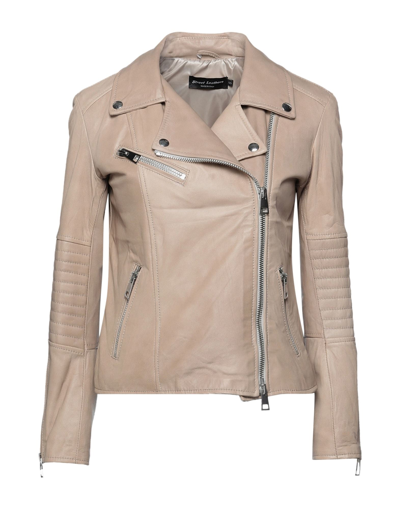 Shop Street Leathers Woman Jacket Sand Size S Soft Leather In Beige