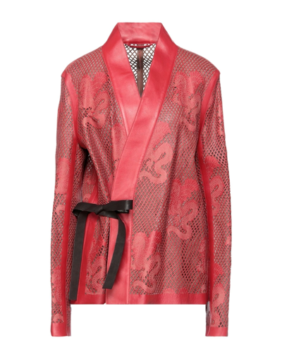 Shop Emporio Armani Woman Jacket Red Size 16 Lambskin