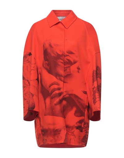 Shop Valentino Garavani Woman Coat Orange Size 8 Virgin Wool, Cashmere, Polyester, Cotton, Viscose