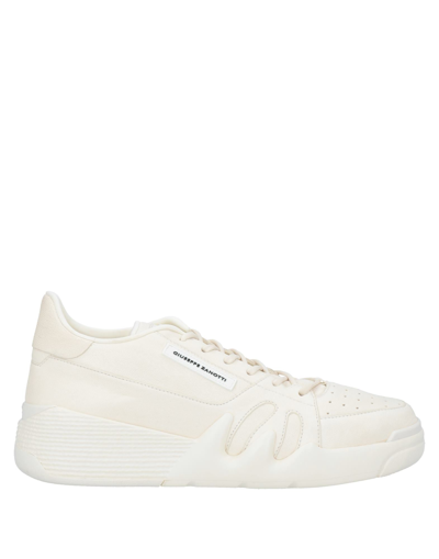 Shop Giuseppe Zanotti Man Sneakers Ivory Size 6 Soft Leather In White