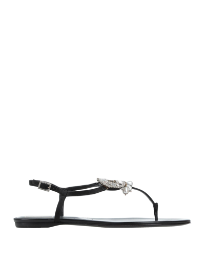 Shop Roger Vivier Woman Thong Sandal Black Size 4.5 Textile Fibers