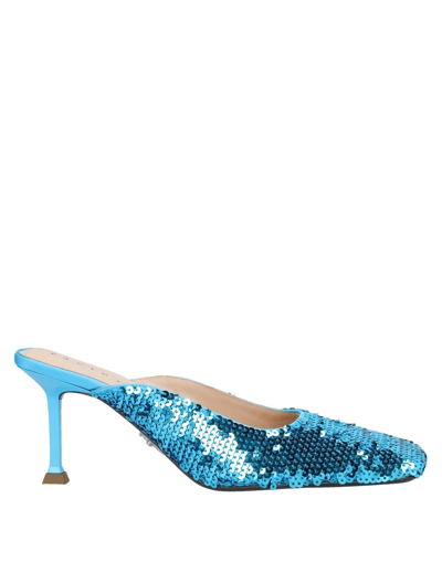 Shop Cesare Paciotti Woman Mules & Clogs Azure Size 5 Textile Fibers In Blue