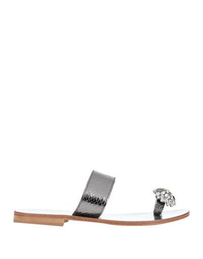 Shop Emanuela Caruso Capri Toe Strap Sandals In Steel Grey