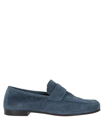 Shop Andrea Ventura Firenze Loafers In Slate Blue