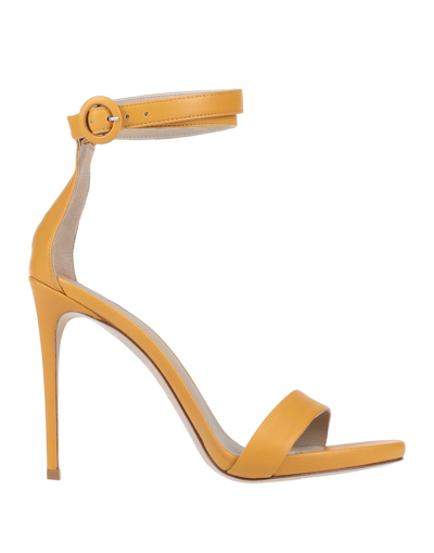 Shop Le Silla Woman Sandals Ocher Size 5 Soft Leather In Yellow
