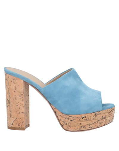 Shop Le Silla Woman Mules & Clogs Sky Blue Size 8 Soft Leather
