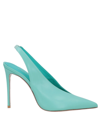 Shop Le Silla Woman Pumps Turquoise Size 7 Soft Leather In Blue