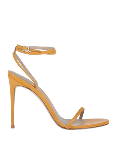 Shop Le Silla Woman Sandals Ocher Size 8 Soft Leather In Yellow