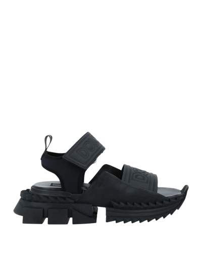 Shop Dolce & Gabbana Man Sandals Black Size 8 Soft Leather, Textile Fibers